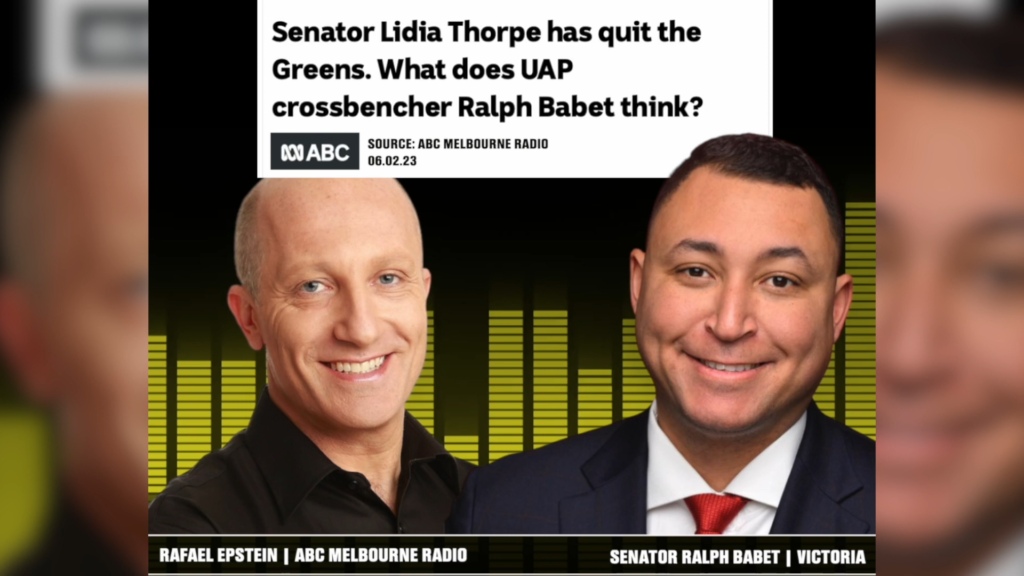 Many conservative Senators or MPs wouldn't go near the ABC with a forty-foot pole. Senator Babet has no such qualms. Find out what happened when he talked to Raf Epstein.